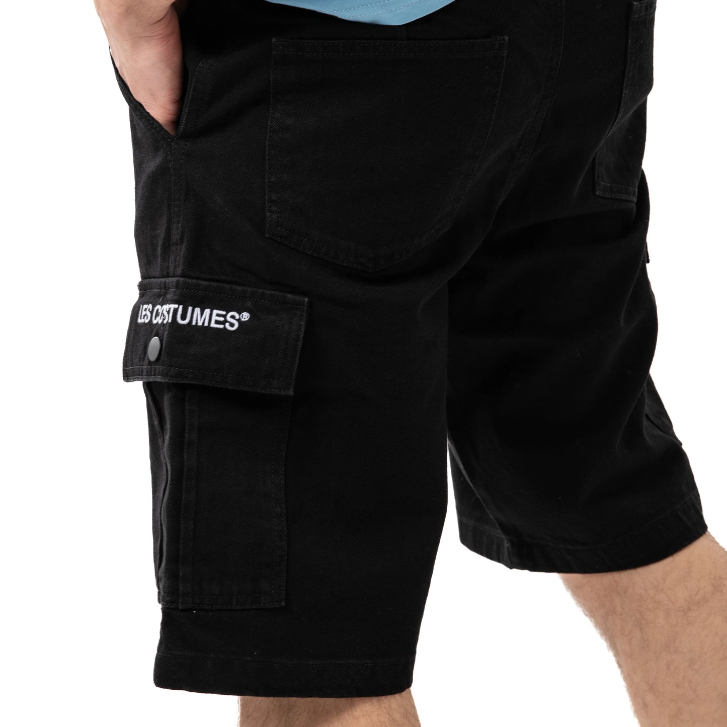 Bermuda cargo nero con ricamo